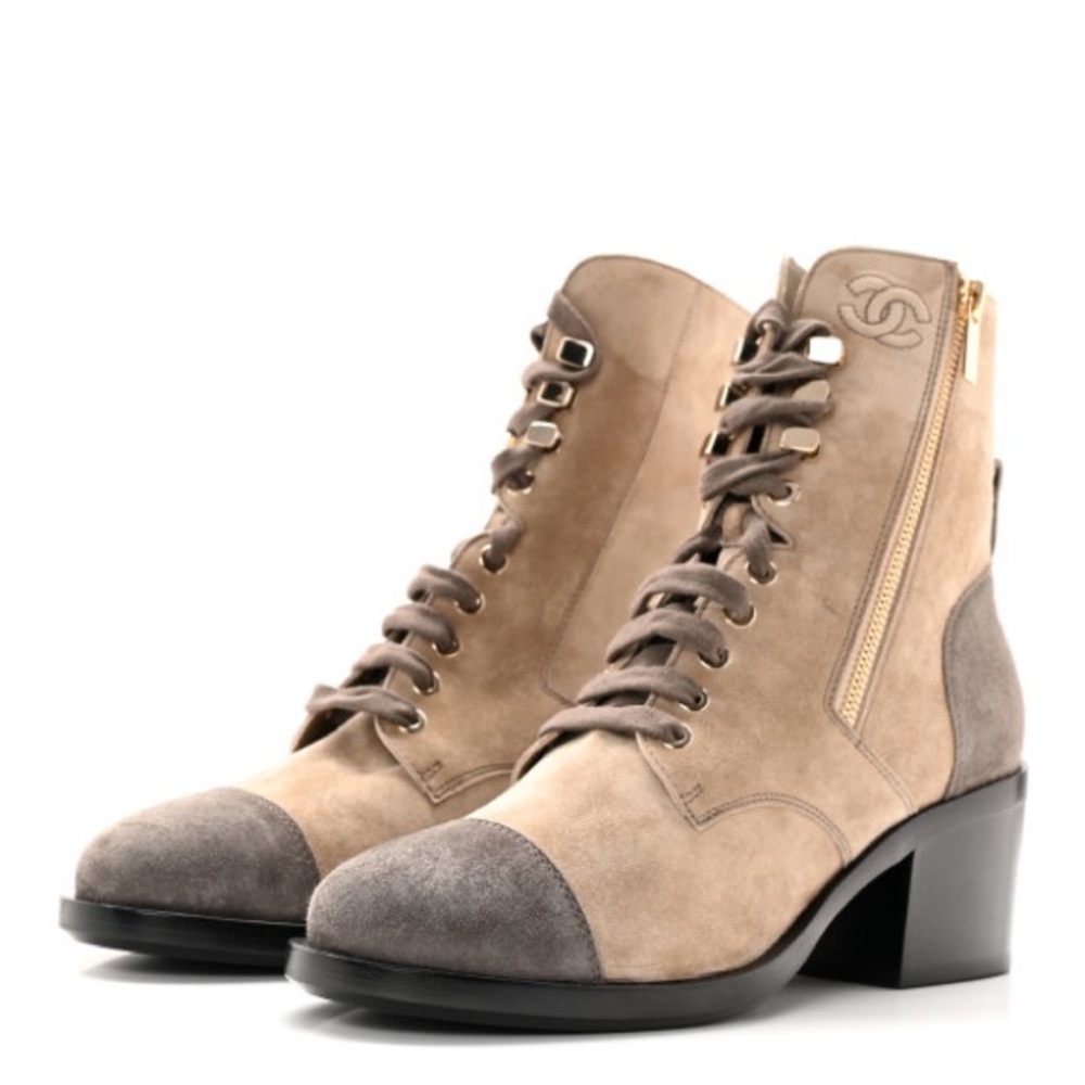 Authentic Suede Chanel Heel Boots